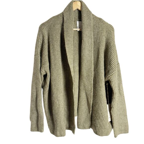 Joie Olive Green Long Sleeve Shawl Open Front Cardigan Sweater Size Large - Picture 1 of 8